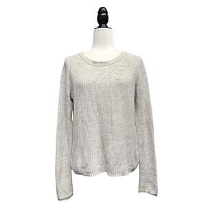 Aerie Grey Speckled Knit Sweater Long Sleeve‎ Relaxed Crew Neck Pullover Small